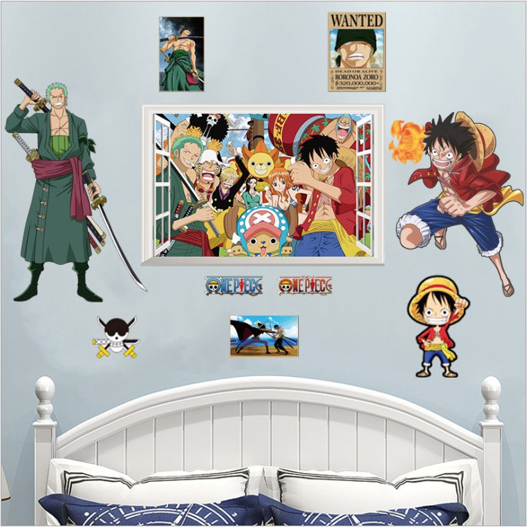 Decal dán tường Đảo hải tặc - poster One Piece dán tường Wanted AmyShop -decalhcm
