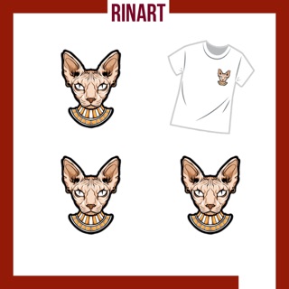 Decal Logo Sticker Patch in áo ủi trực tiếp lên vải hình mèo nhân sư Sphynx cực cá tính