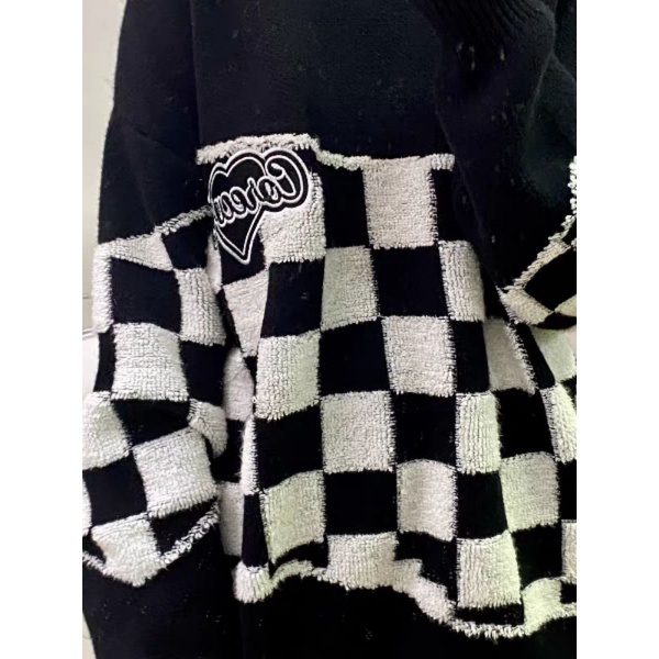 Áo len unisex kiểu Hàn phối patchwork họa tiết caro bàn cờ hot trendy chữ thêu Correcy có size