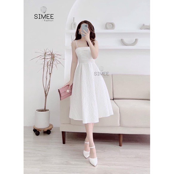 Đầm Nữ Đầm Dự Tiệc Sang Trọng, Váy Đầm Trắng 2 Dây Tiểu Thư Nữ Tính Cho Nàng Duyên Dáng Thời Trang Nữ Xm Minh Phúc