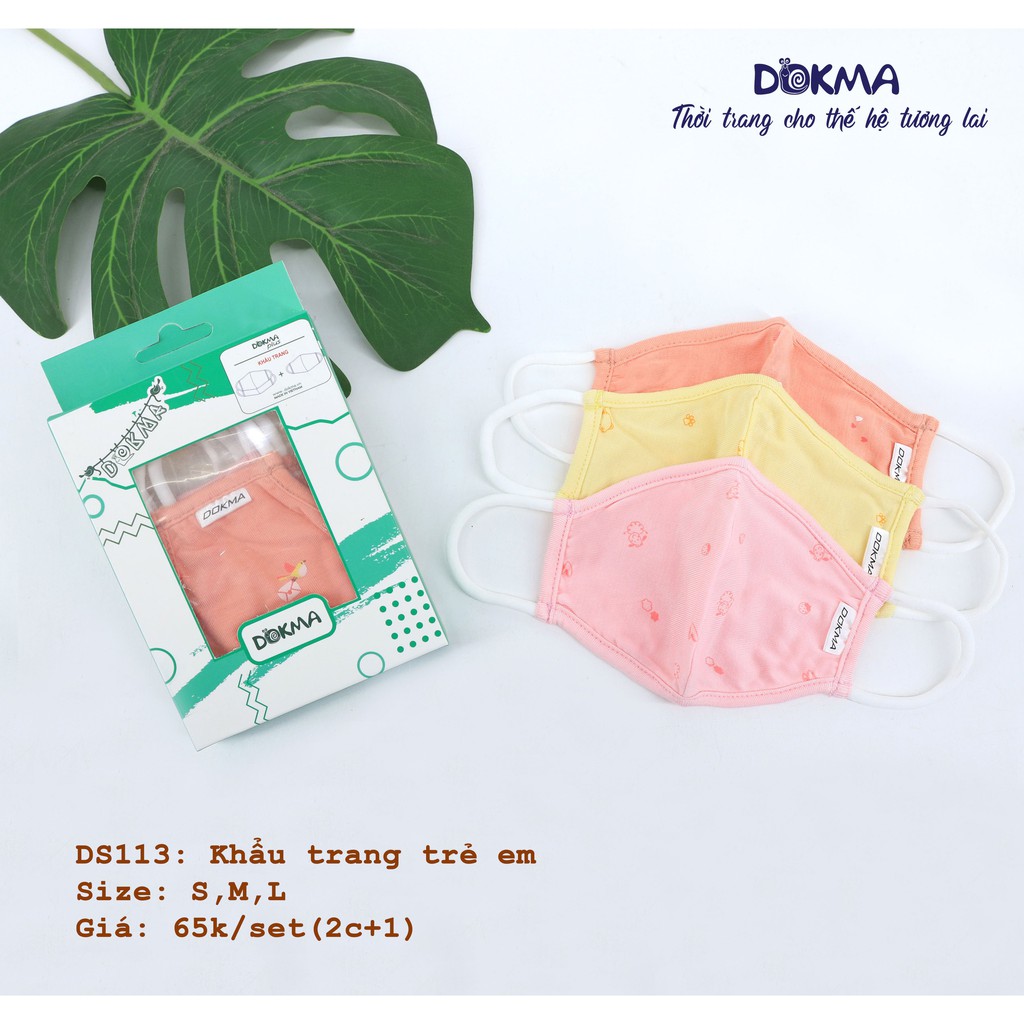 (1-5Y) Set 3 khẩu trang Dokma vải sợi tre cho bé DS512 (FORM BÉ)