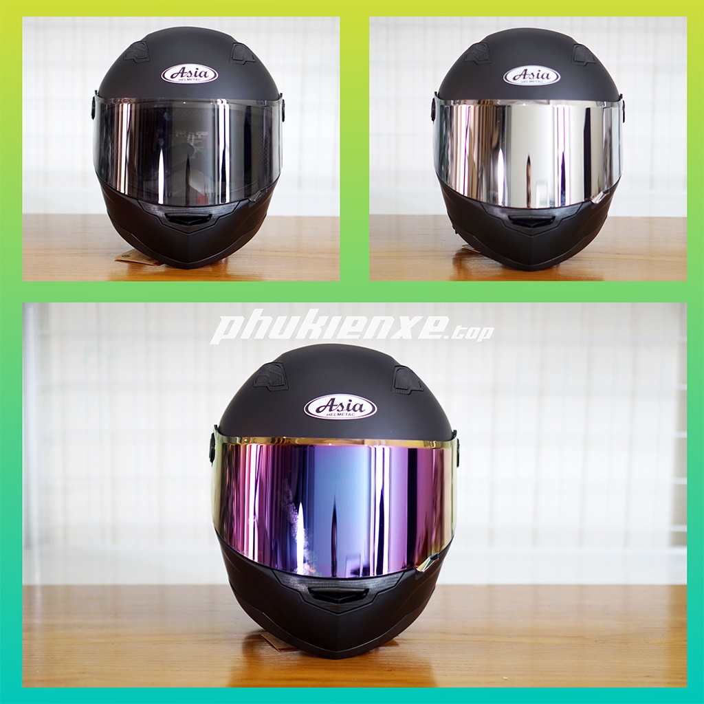 Mũ bảo hiểm full face M136 đen mờ ASIA, nón bảo hiểm xe máy chính hãng freesize 3 loại kính