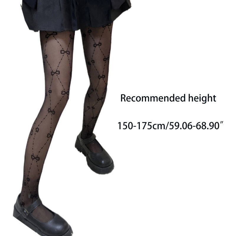 Youyo Quần Tất Lolita Mỏng Xuyên Thấu Xuyên Thấu Họa Tiết Trái Tim Nơ Kim Cương Phong Cách Harajuku Preppy Ngọt