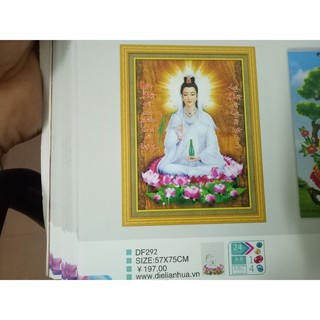 tranh đính đá  phật bà quan thế âm kt 57x75cm