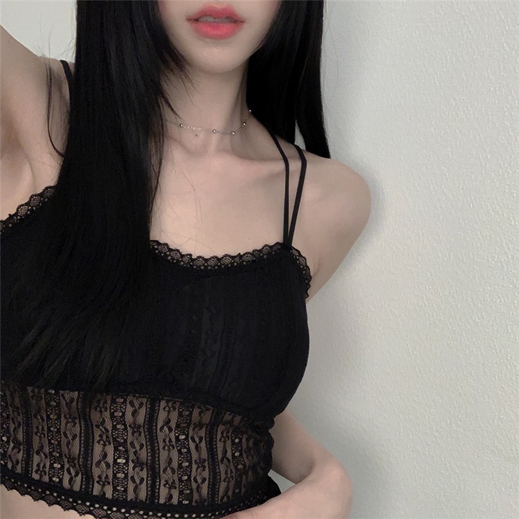 Áo Hai Dây Phối Ren Có Đệm Ngực Và Lưng Đẹp Kiểu Hàn