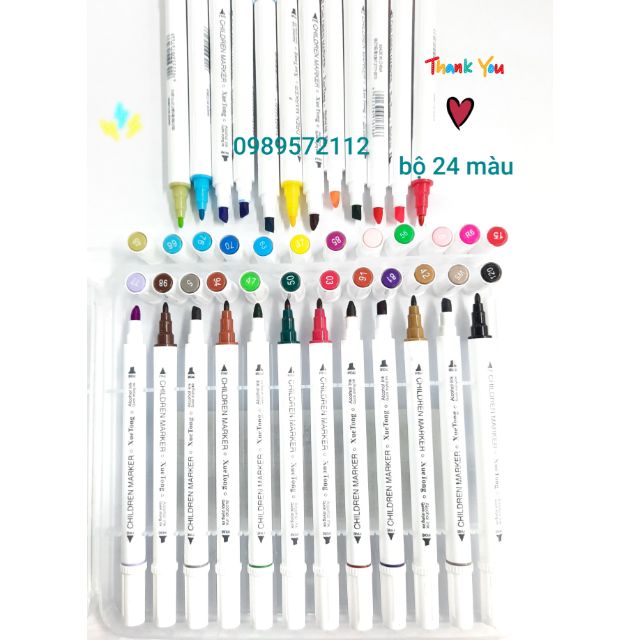 Bộ bút dạ màu marker 1616 - 12-36 màu.bút dạ 2 đầu.