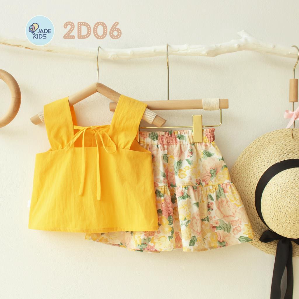 Bộ 2 dây bé gái, 2 dây bé gái quần ống rộng giả váy đáng yêu chất liệu thô cotton hàn quốc mềm mát cho bé từ 7-17kg