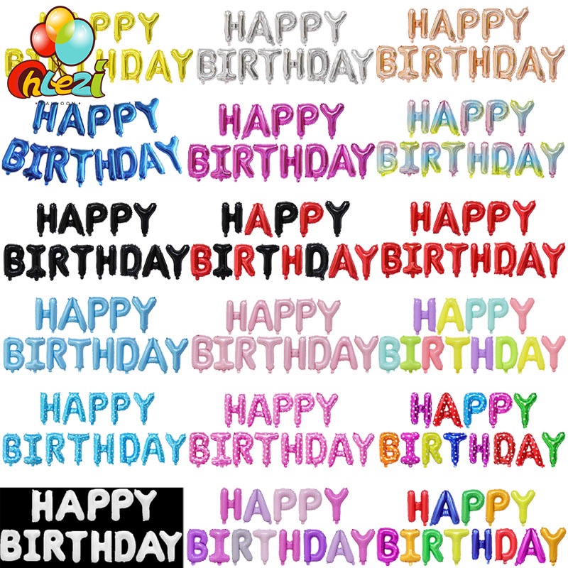Set 13 Bong Bóng Lá Nhôm Hình Chữ Happy Birthday Trang Trí Tiệc