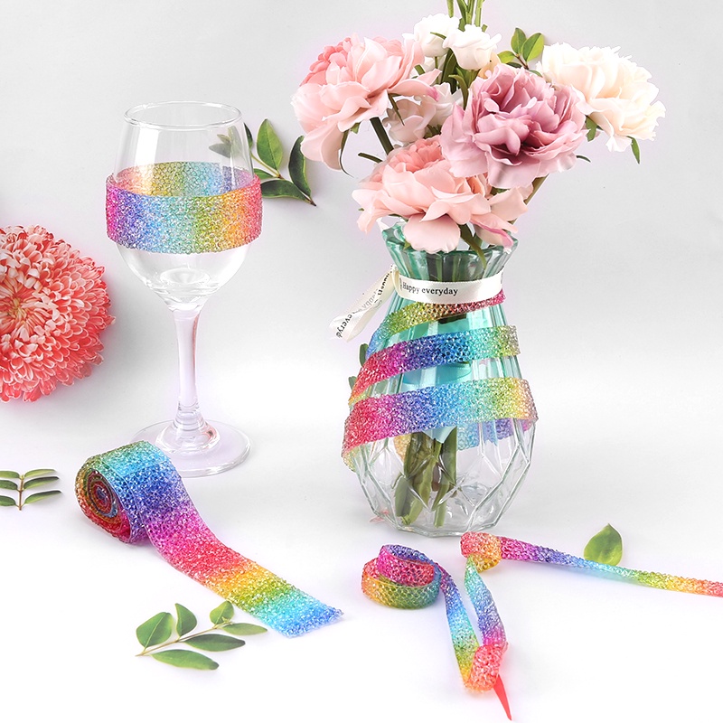 Qiao Băng Keo Đính Đá Giả Pha Lê Màu Cầu Vồng Dùng Trang Trí Quần Áo DIY