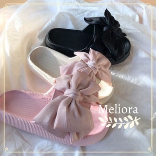 Dép nơ ⚡CÓ SẴN ⚡ trong nhà chống trượt phiên bản nơ vải voan óng