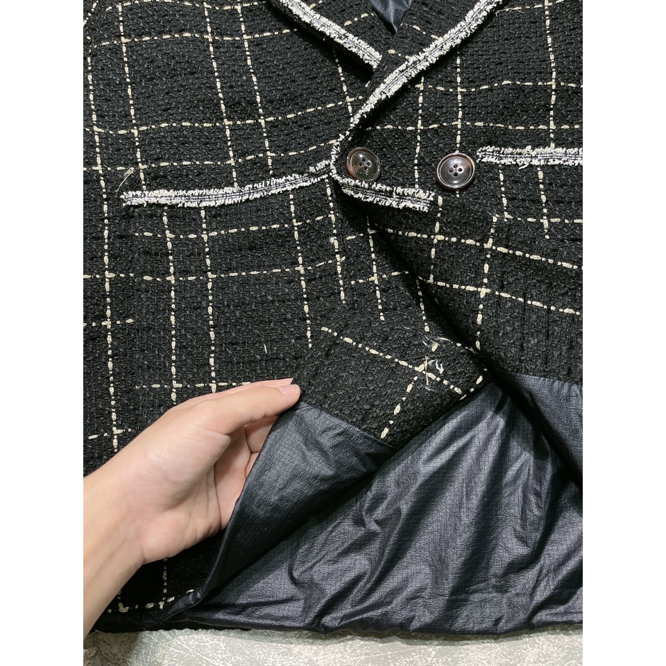 Áo Dạ Nữ Cổ Vest Viền Nhũ Dài 2 Lớp, Hàng Thiết Kế Sang Chảnh, Mặt Ngoài Dạ Quảng Châu Lót Gió Lụa | BigBuy360 - bigbuy360.vn