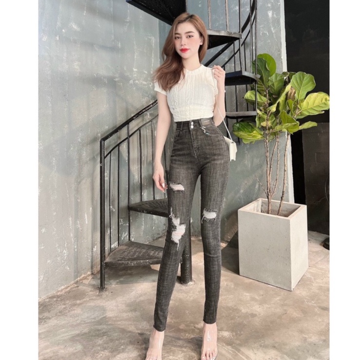 quần jean cạp,lưng siêu cao ôm body fro đểm tôn dáng