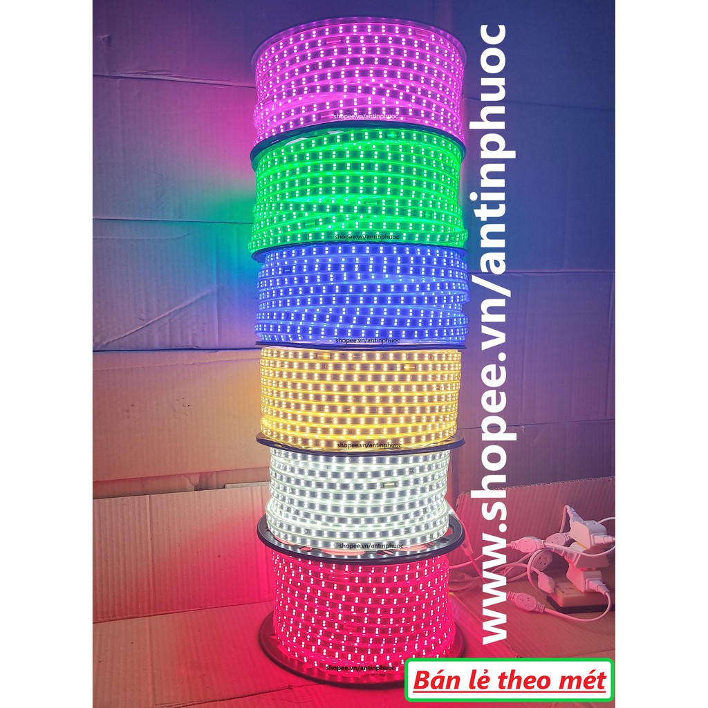 Combo 10 mét đèn led dây đôi ráp sẵn nguồn có công tắc ánh sáng trắng vàng - dây led trang trí các màu