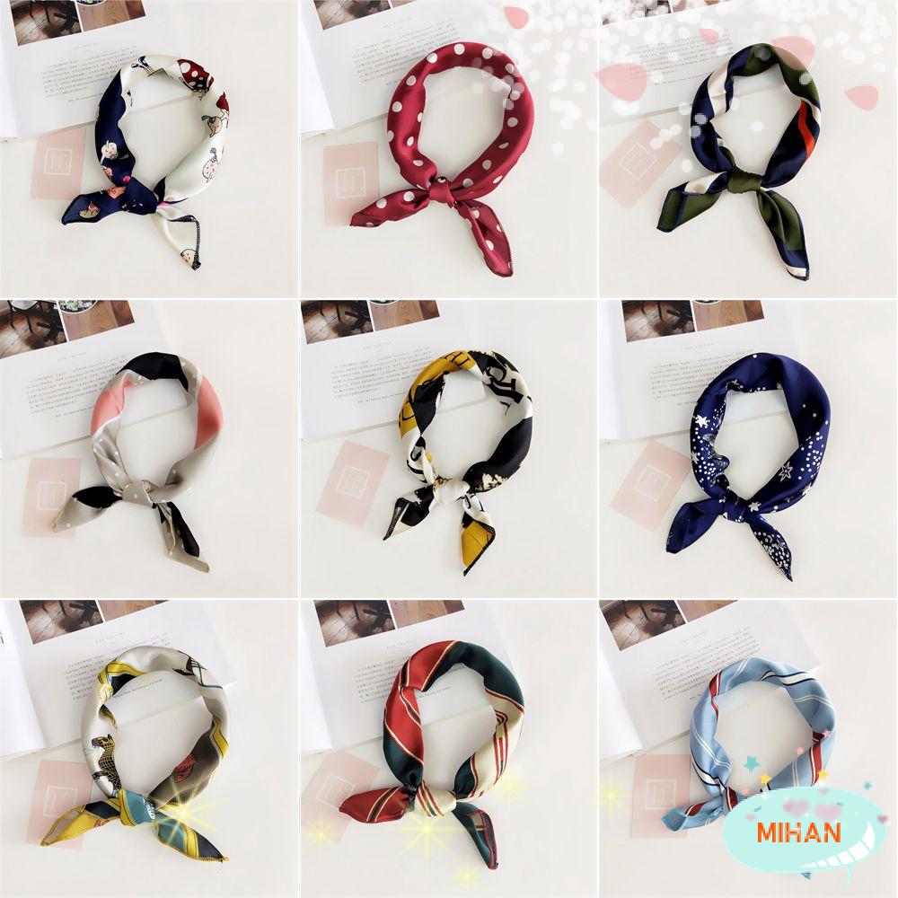 Khăn quàng cổ hình vuông chất liệu satin phong cách vintage thanh lịch cho nữ