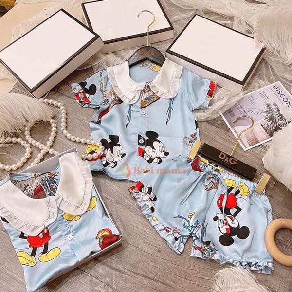 Bộ Ngủ Pijama Lụa Satin Cổ Bèo Cho Bé Từ 6-23kg [BN11-2021]