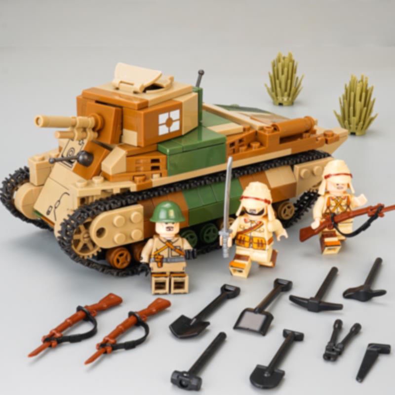 đồ chơi giáo dục Lắp ráp Mô hình xe tăng Quan Guan 100120 WWII Military Model Japanese Type 92 Heavy Armored Vehicle