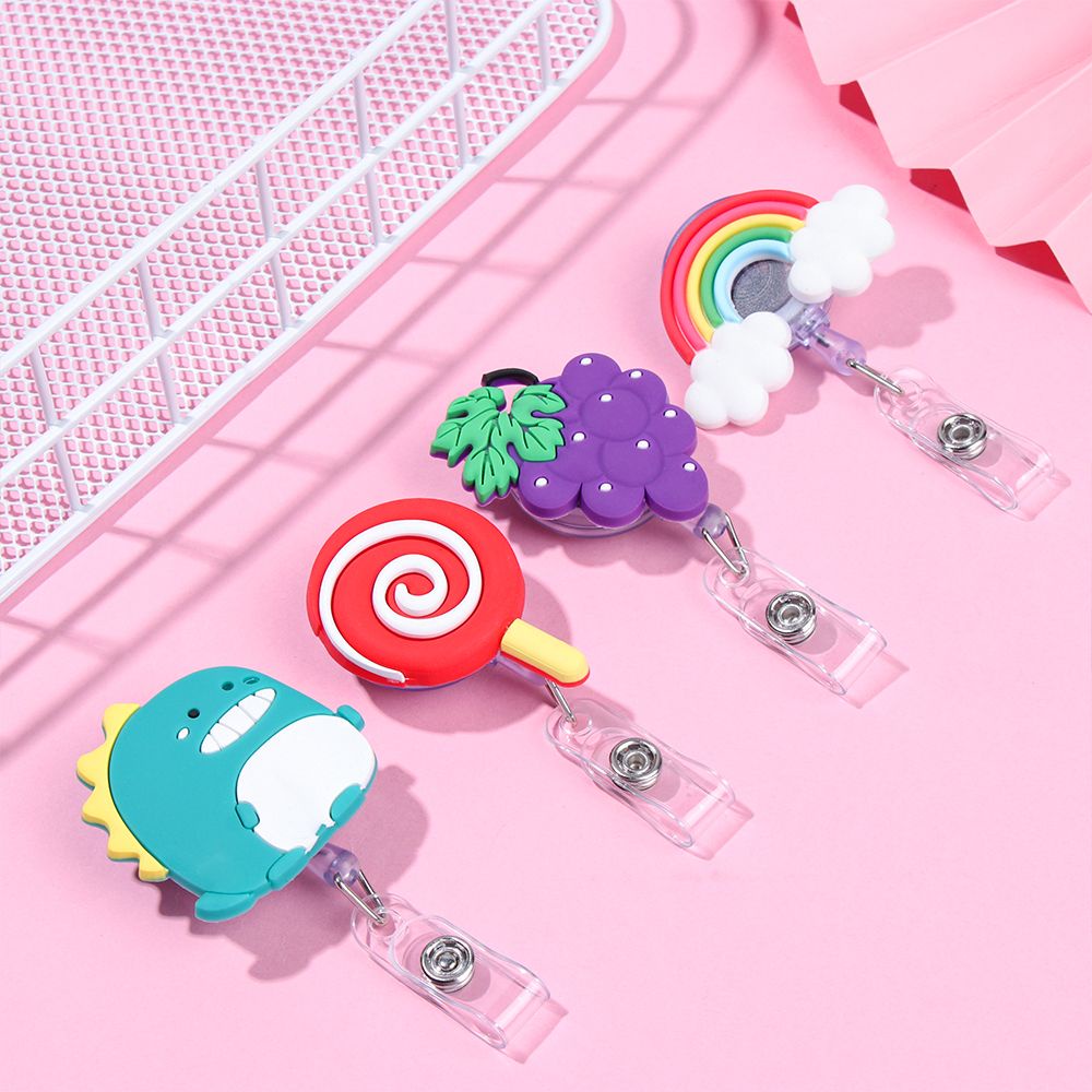 Kẹp Giữ Thẻ ID Bằng Silicon Nhiều Màu Sắc Kiểu Hoạt Hình Cho Học Sinh