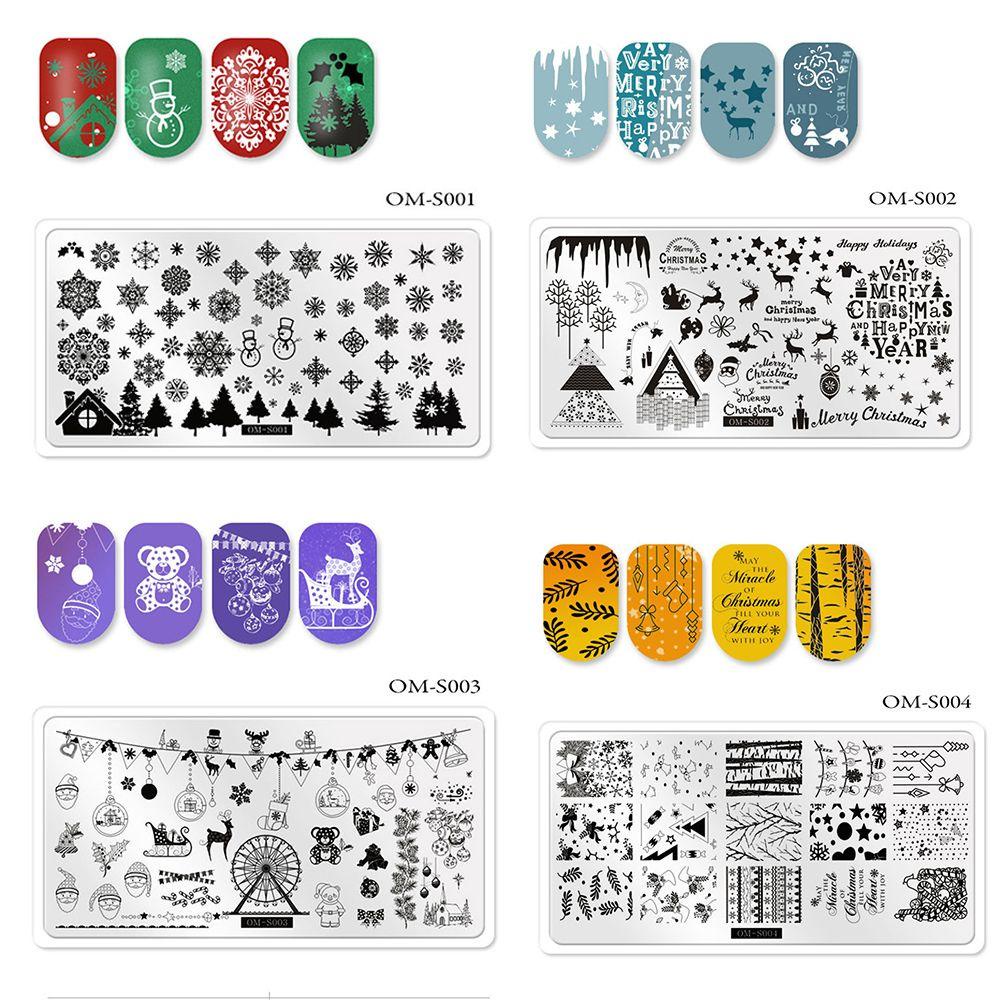 1 Tấm Khuôn Dập Móng Tay Chủ Đề Giáng Sinh