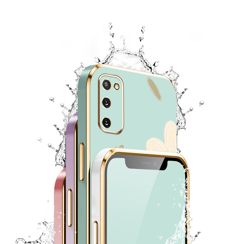 Ốp Điện Thoại Mềm Hình Vuông Họa Tiết Hoa Kèm Dây Đeo Cho Samsung Galaxy S20 Plus S20FE S20 Ultra S21 Plus S21 Ultra 2022