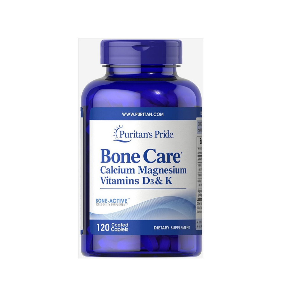 Viên uống bổ sung Canxi, vitamin D, K, Magie giúp xương chắc khỏe Puritan's Pride Bone Care 120 viên