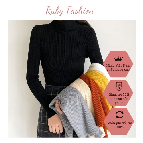 Áo len dài tay cổ 3 phân nhiều màu loại chất mịn đẹp ấm áp ko bai dão RUBY FASHION