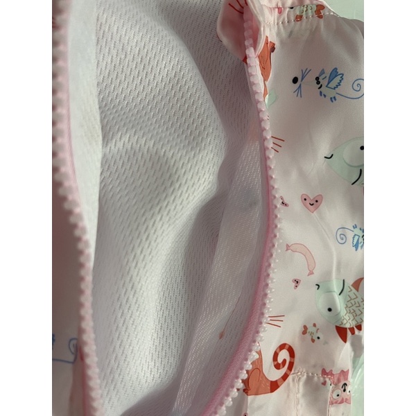 Áo Khoác Gió 2 Lớp Màu Hồng Cho Bé Gái Lót Lưới Hình Chú Mèo Dễ Thương