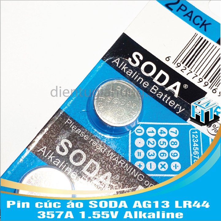 Combo 5 Viên Pin cúc áo SODA AG13 LR44 357A 1.55V Alkaline