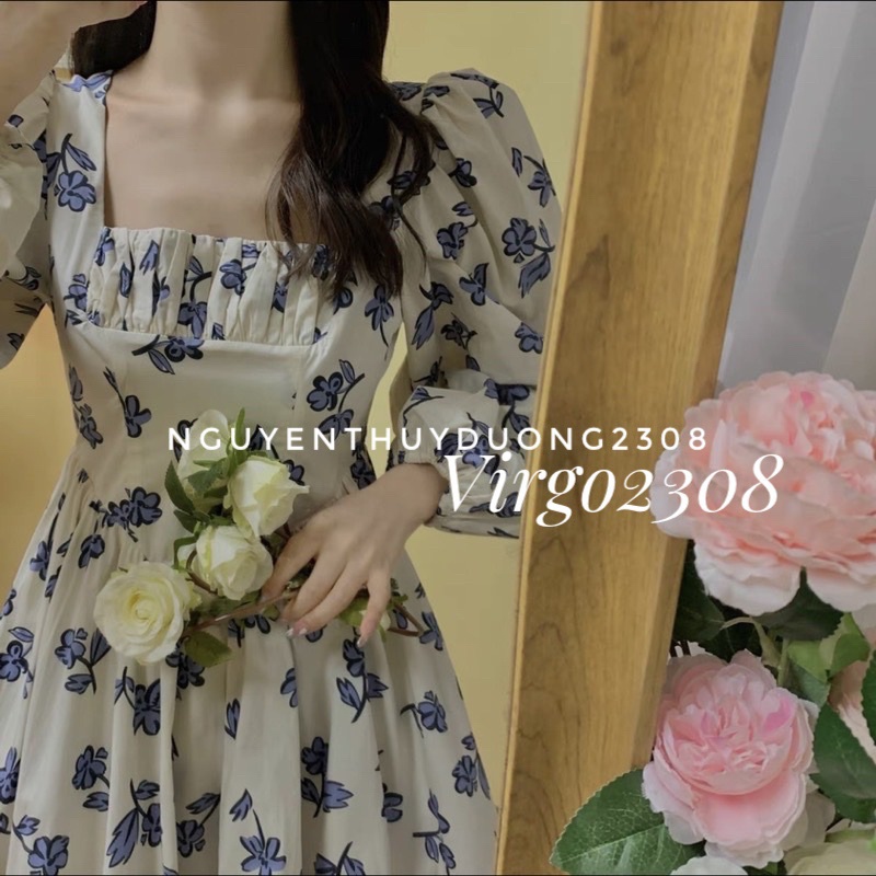 [HÀNG SẴN]VÁY HOA NINA CỔ VUÔNG TAY BỒNG XINH XẮN/ĐẦM HOA NINA BỒNG XOÈ | BigBuy360 - bigbuy360.vn