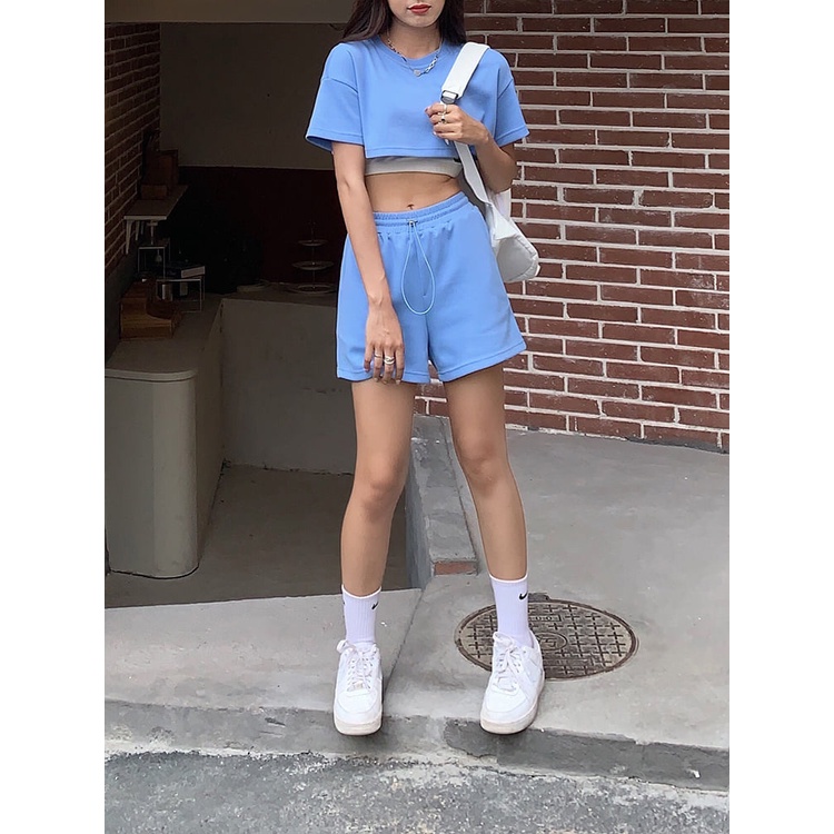 [C382] Set bộ croptop 3 món nhiều màu - Set bộ đồ thun nữ cộc tay freesize chất thun co giãn giá siêu rẻ