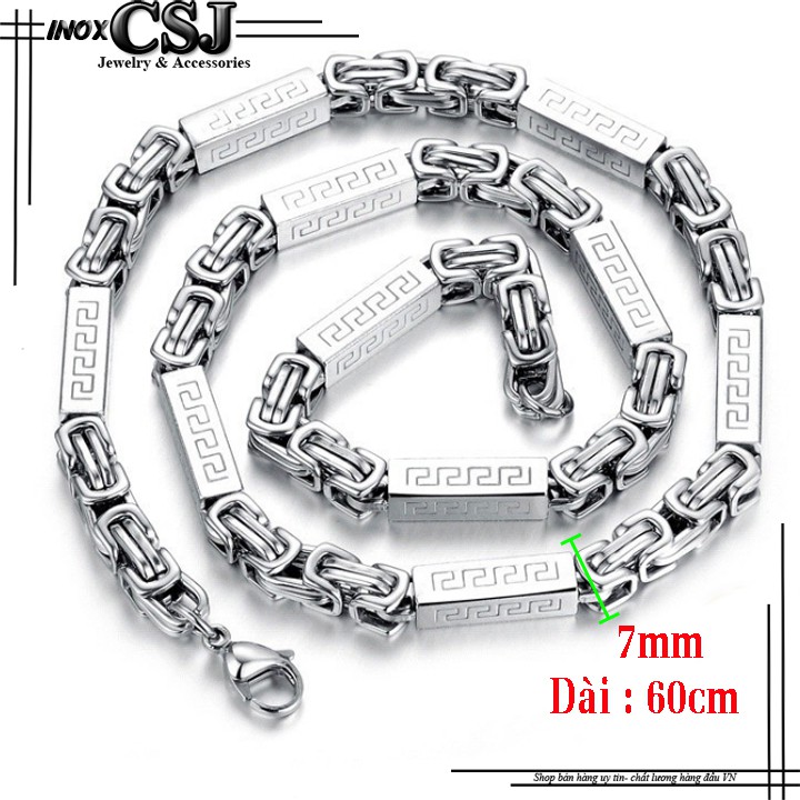 DÂY CHUYỀN INOX NAM ZICZAC VUÔNG 7MM CÁCH ĐIỆU ĐẸP, KHÔNG ĐEN