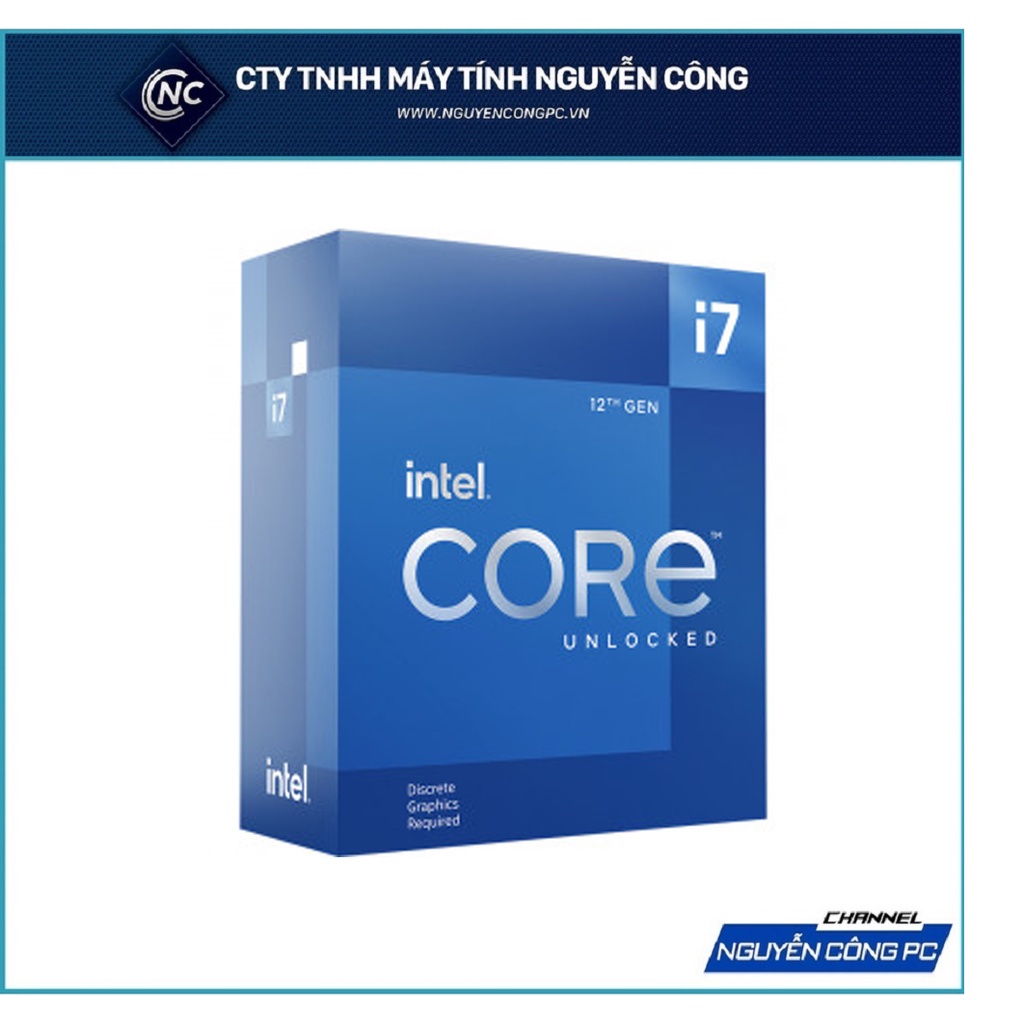 CPU Intel Core i7-12700KF (3.8GHz turbo 5.0Ghz | 12 nhân 20 luồng | 25MB Cache | 125W)