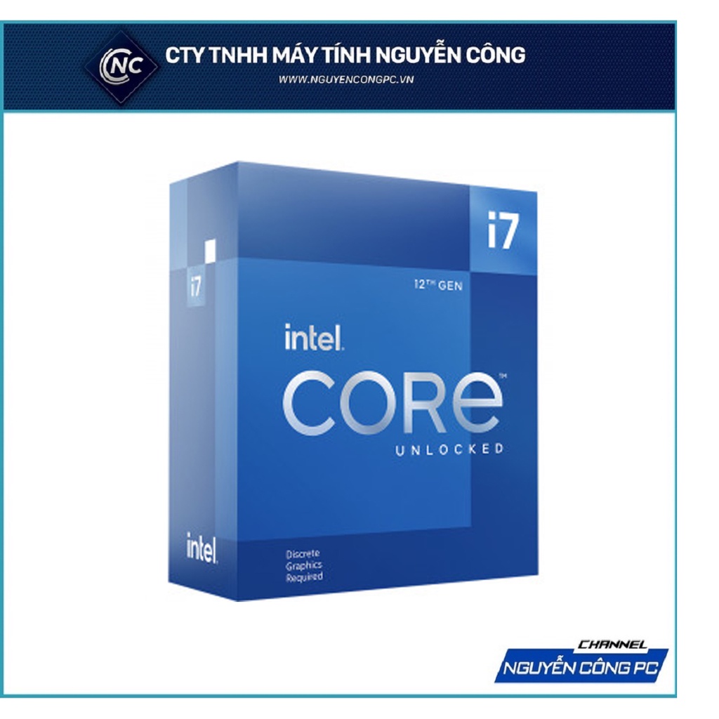 CPU Intel Core i7-12700F (Up To 4.80GHz, 12 Nhân 20 Luồng, 25M Cache, Alder Lake)