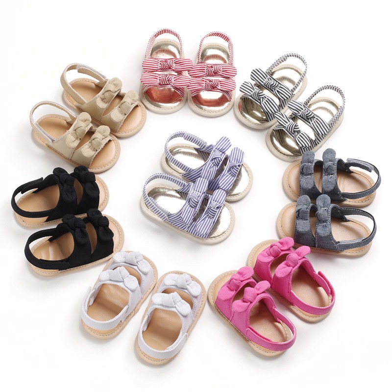 Giày Sandal Cho Bé  𝐅𝐑𝐄𝐄𝐒𝐇𝐈𝐏 Giày Tập Đi Đính Nơ Chống Trượt Đáng Yêu Cho Bé 0-18 Tháng Tuổi