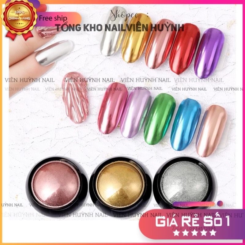 Tráng gương màu vàng bạc nail