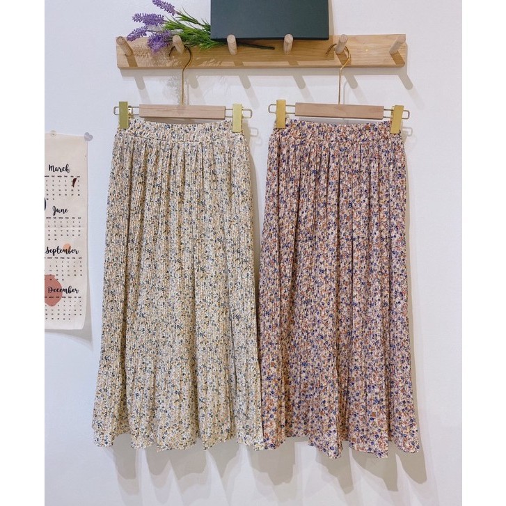 Chân váy hoa nhí vintage dập ly 🌸Freeship🌸 Phong Cách Ulzzang Hàn Quốc (Hình thật) Linhlimshop