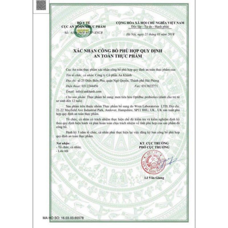 Men vi sinh Optibac hồng drop cho bé mẫu mới