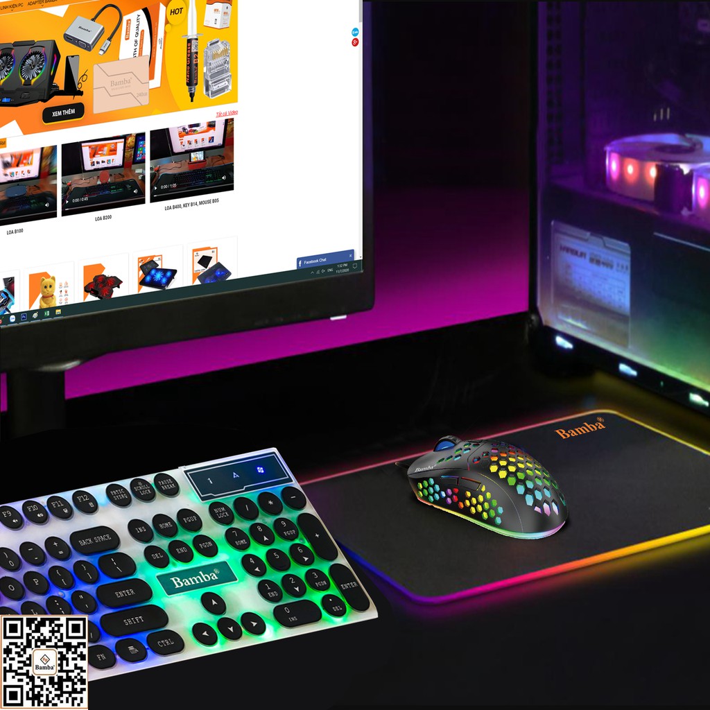 BÀN DI CHUỘT LED B1 - MOUSE PAD BAMBA B1 (25CM*35CM) LED RGB