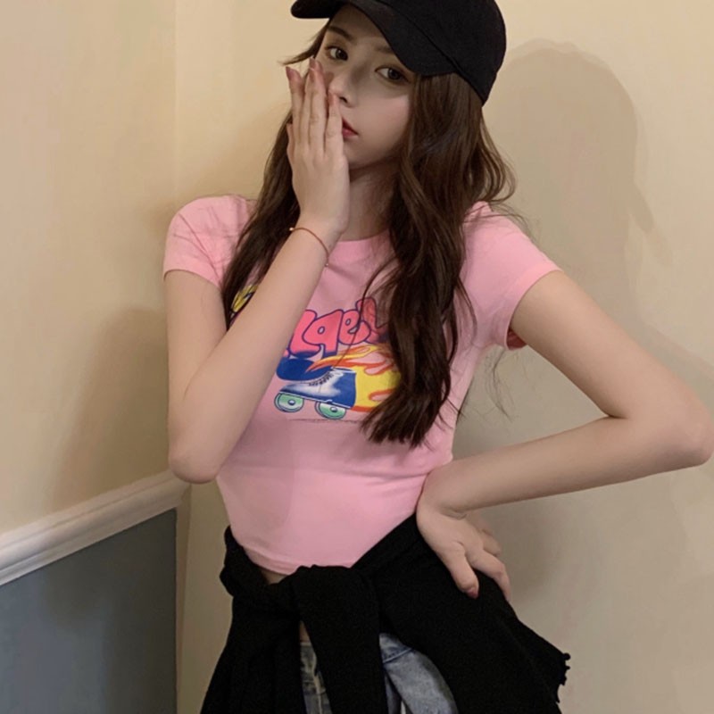 Áo Thun Ngắn Tay In Họa Tiết Xinh Xắn Theo Phong Cách Hàn Quốc