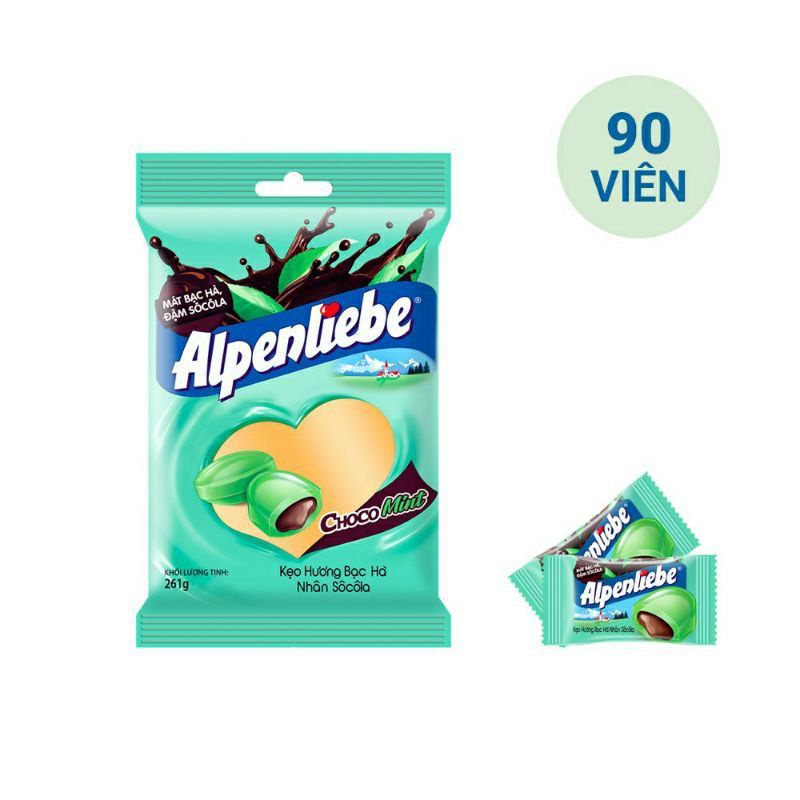 Gói 90 viên Kẹo Alpenliebe Choco Mint Chocomint vỏ bạc hà nhân socola cực ngon