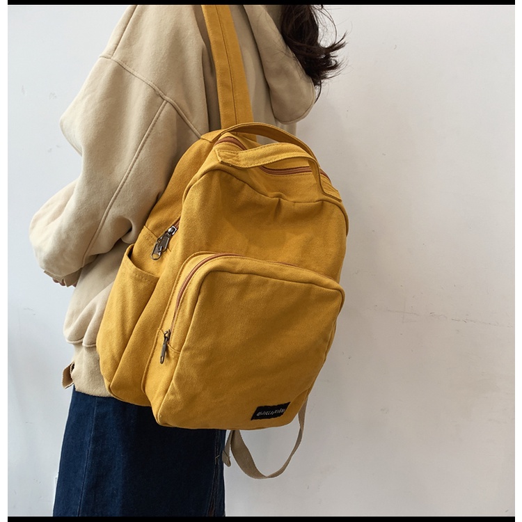 Sẵn - Balo Hai ngăn vải thô Canvas dày dặn cao cấp phom đứng phong cách Unisex cho nam và nữ