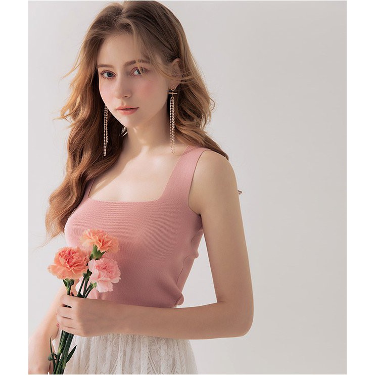 [Mã WABRM50 giảm 15% đơn 99k] Áo dệt kim sát nách dây chéo sau nữ Air Space 1921121