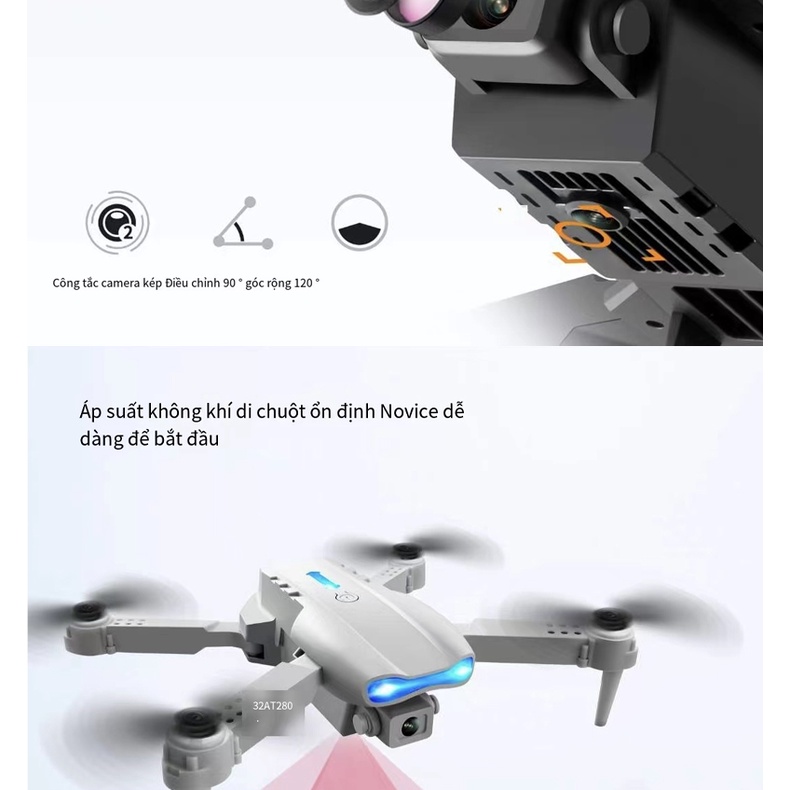 Flycam E99pro+ 2023 camera 4k UHD thế hệ thứ hai tự động tránh chướng ngại vật cầm tay nhu yếu phẩm du lịch Drone | BigBuy360 - bigbuy360.vn