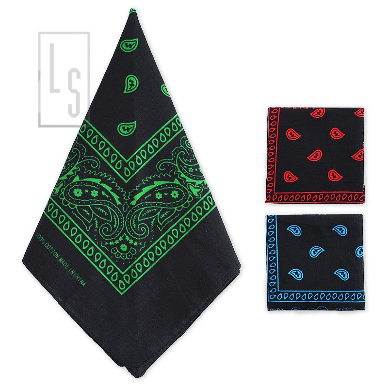 Khăn BANDANA Đen Họa Tiết Màu Sắc - Bandana Mẫu Mới Nhất