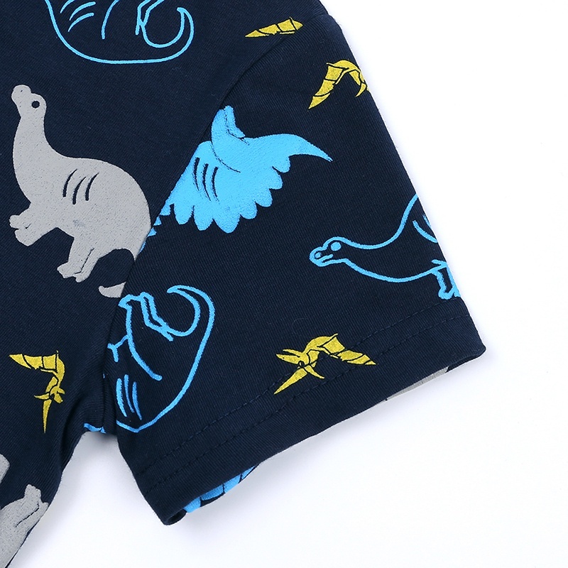 Bộ Đồ Ngủ Liền MANVIN BABY Thân Tay Ngắn Có Khóa Kéo In Họa Tiết Hoạt Hình Thời Trang Mùa Hè Cho Bé Sơ Sinh