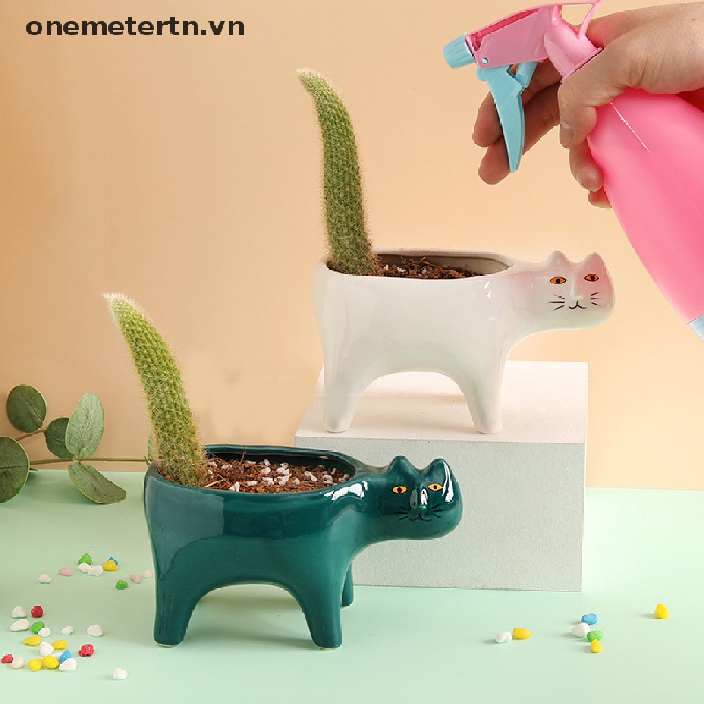 Chậu Gốm Trồng Cây Mọng Nước Hình Mèo / Xương Rồng Dễ Thương