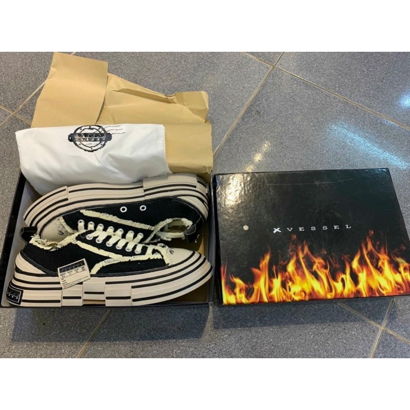 Giày sneaker xVESSEL đế trắng style rách cao 3,5-4cm GIẢM GIÁ 20 % !!! . . : : P -