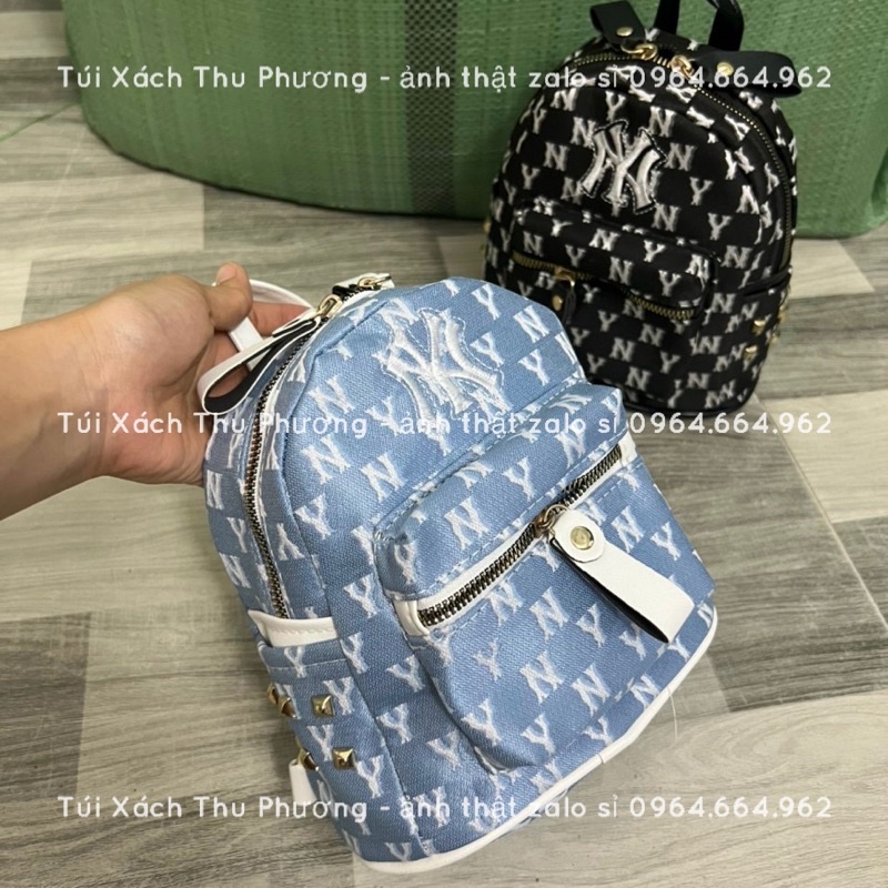 Balo mini nhỏ gọn cho nữ size 19 hoạ tiết chữ N.y thêu đi chơi siêu xinh (ảnh thật shop chụp)