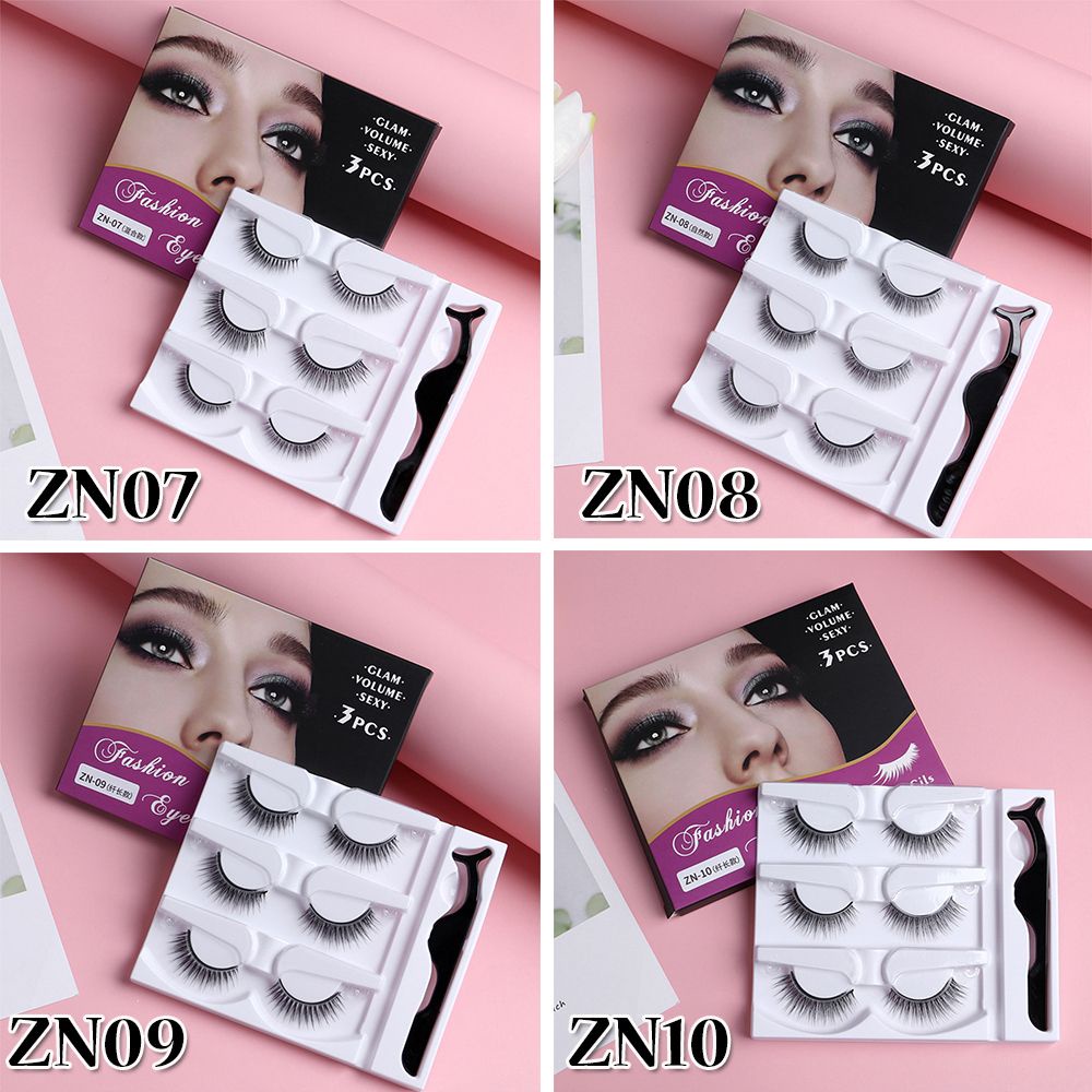 [Hàng mới về] Set 3 cặp lông mi giả bằng lông chồn giả 3D tự dính trang điểm tự nhiên có thể tái sử dụng