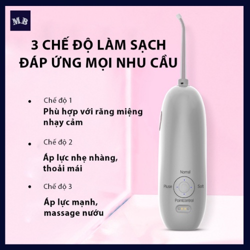 Máy tăm nước cao cấp cầm tay – Công nghệ chống thấm nước IPX7 - Thiết kế gấp gọn- Chải sạch 99,99 vi khuẩn mảng bám