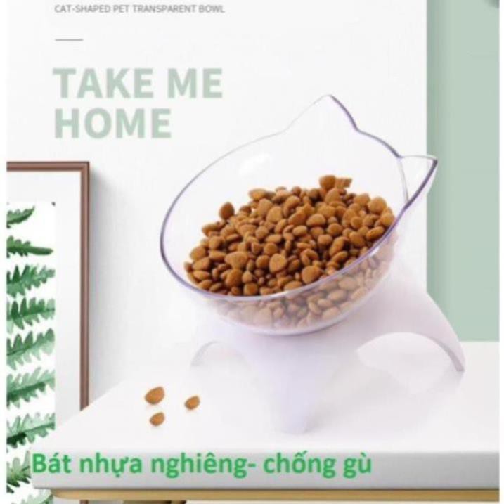 BÁT NHỰA NGHIÊNG CHO CHÓ MÈO - CHÉN ĐỰNG THỨC ĂN CHỐNG GÙ THÚ CƯNG NHỎ